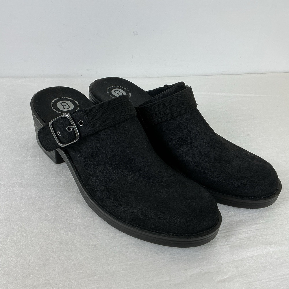 BZees Women's Black Open Book Heeled Clogs Size 9 Washable Clog EUC